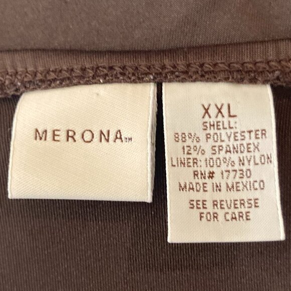 Merona SZ XXL Blue Tropical 1Pc. Tank Swimsuit &  Brown Swim Skirt Beach Resort - Picture 7 of 9